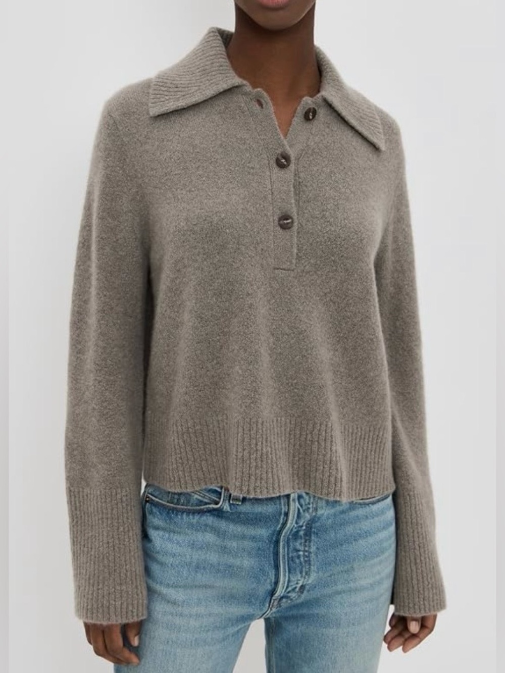 Jenni Kayne cashmere Stevie polo in pewter